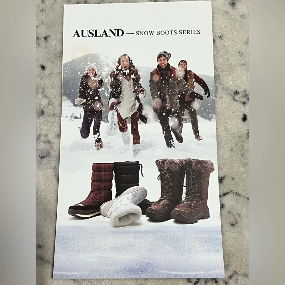 AUSLAND Women's Black Winter Snow Mid-Calf Waterproof LaceUp Boots-Black 7.5 9.5